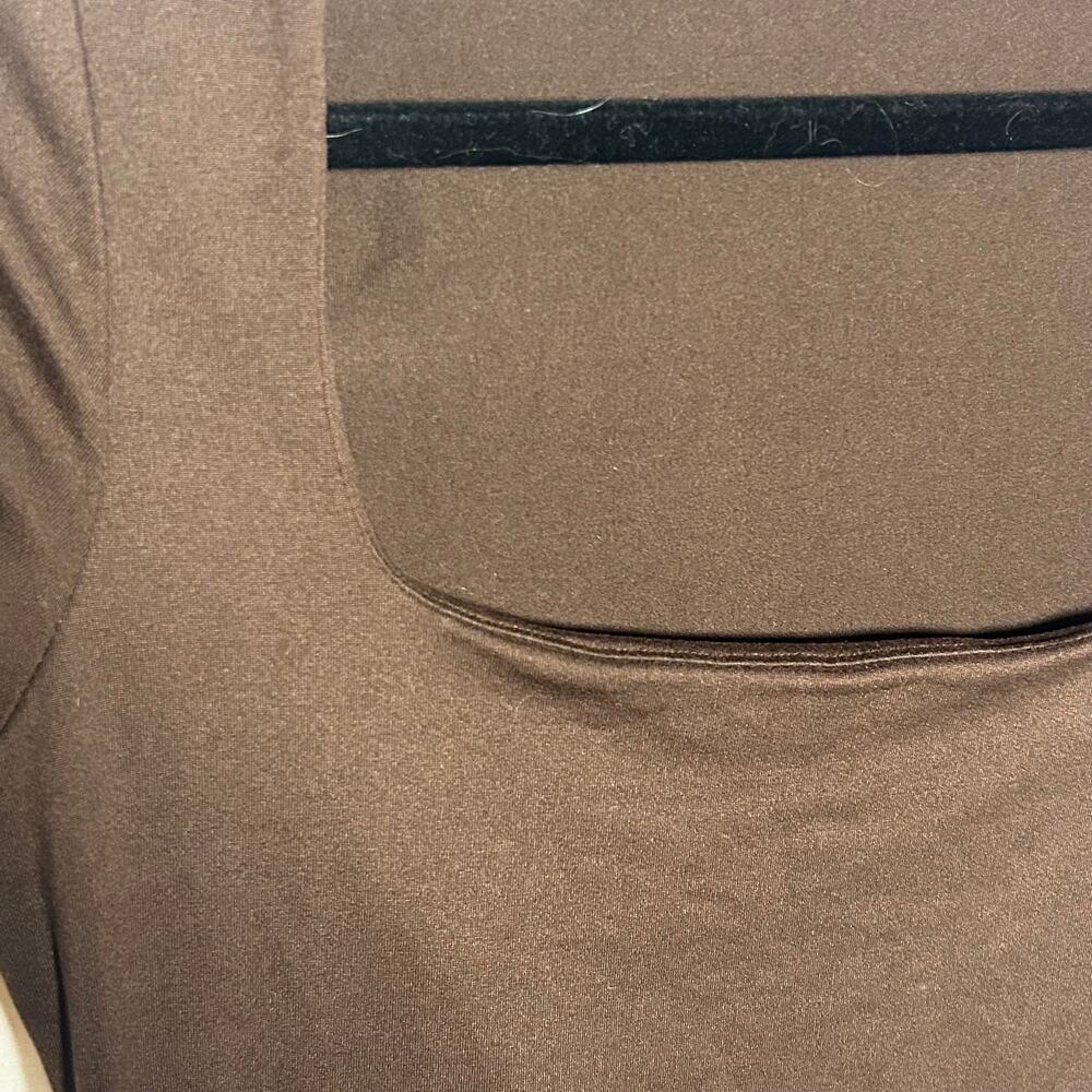 Sincerely Jules Chocolate Brown Square Neck Short Sleeve Top Minimalist Size M - Picture 4 of 8